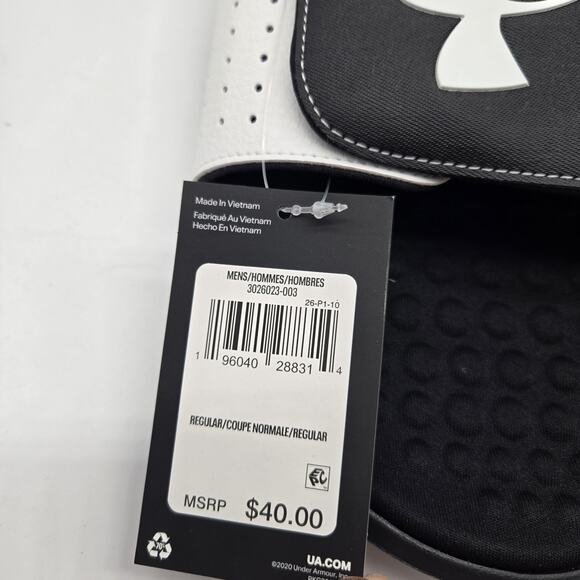 Under Armour Men's Ignite Pro Blk/White Slip On Slides Size 17 #3026023-003 New - Picture 4 of 8